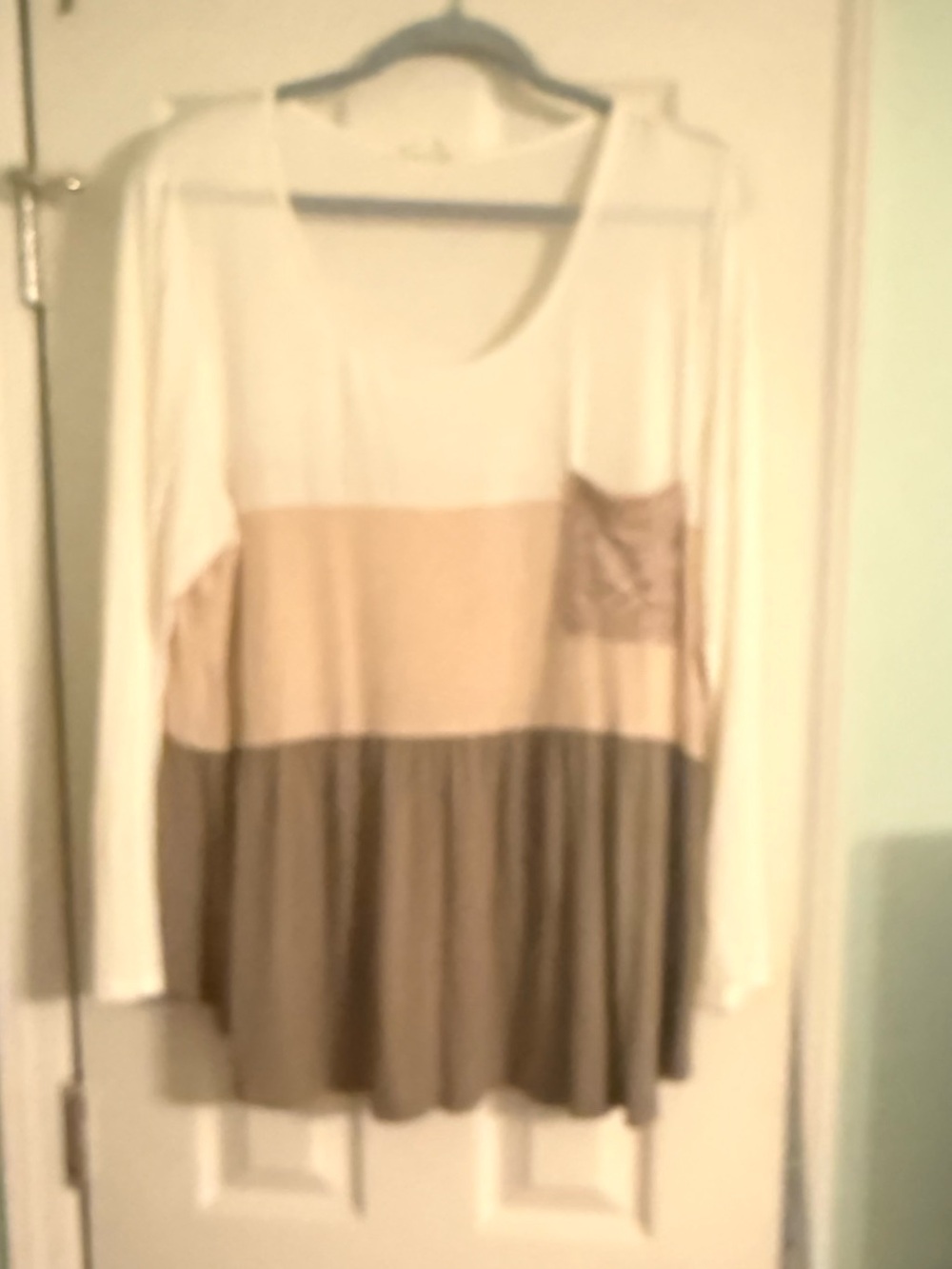 Chic Soul Cream, Beige & Olive Colorblock Long Sleeve Tunic